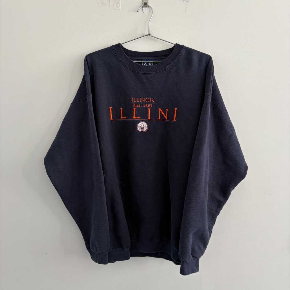 AS Sports Illinois Illini Embroidered Navy Blue Sweatshirt Large